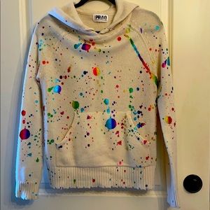 Threads of Privilege rainbow splatter sweater